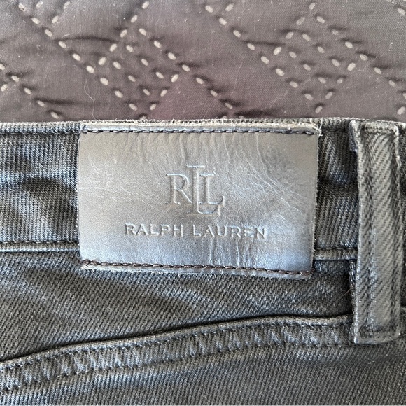 Lauren Ralph Lauren Black Waxed Denim Jeans Classic Preppy Wideleg Women’s 14W - Picture 3 of 10